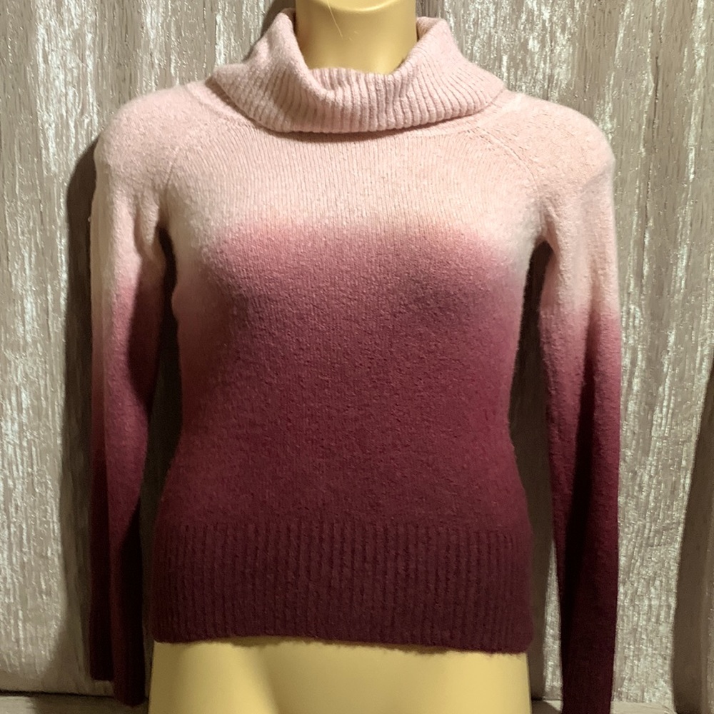 Seduction Sweater Pullover Pink Burgundy Gradient S Soft Long Sleeve Cowl Neck